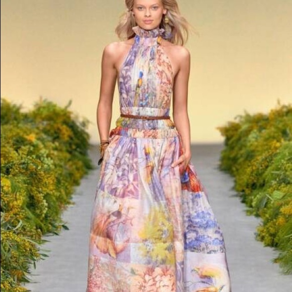Zimmermann botanica gown dress book print beautiful long size 1 (us 4-6) NWT